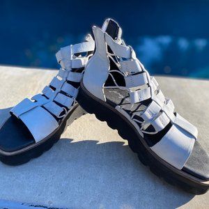 White summer platform sandals